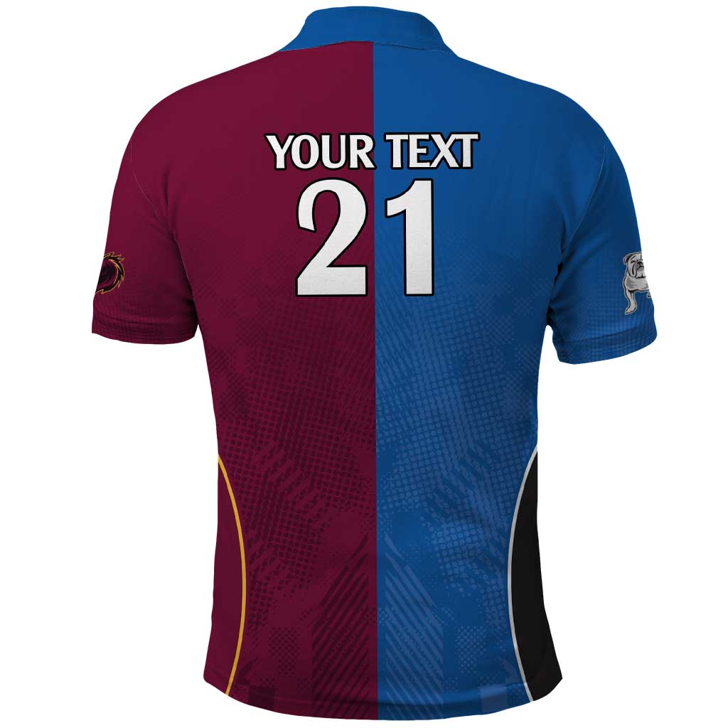 Custom Broncos-Bulldogs Polo Shirt NRL Tribal Half Style