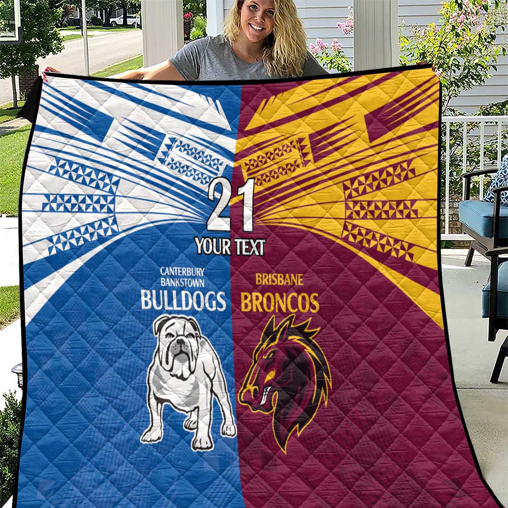 Custom Broncos-Bulldogs Quilt NRL Tribal Half Style
