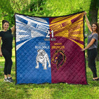 Custom Broncos-Bulldogs Quilt NRL Tribal Half Style