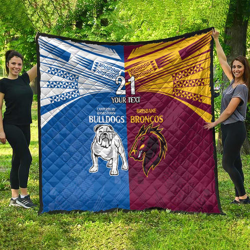 Custom Broncos-Bulldogs Quilt NRL Tribal Half Style