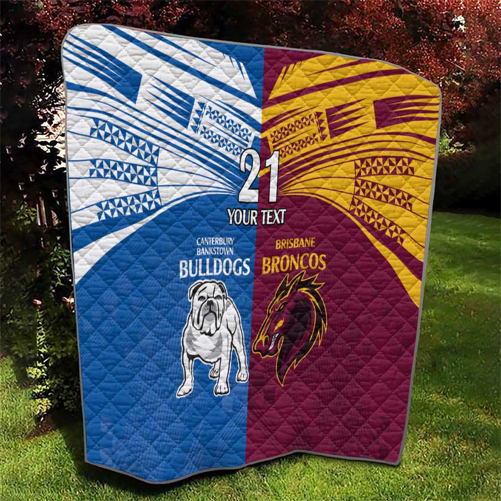 Custom Broncos-Bulldogs Quilt NRL Tribal Half Style