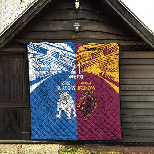 Custom Broncos-Bulldogs Quilt NRL Tribal Half Style