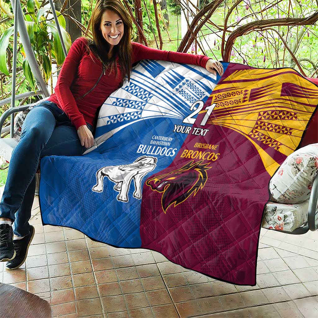 Custom Broncos-Bulldogs Quilt NRL Tribal Half Style