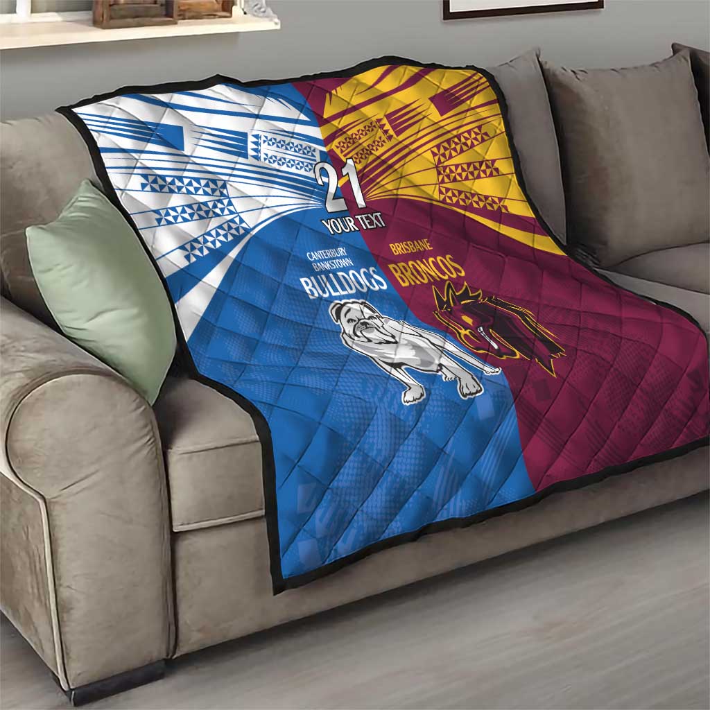 Custom Broncos-Bulldogs Quilt NRL Tribal Half Style