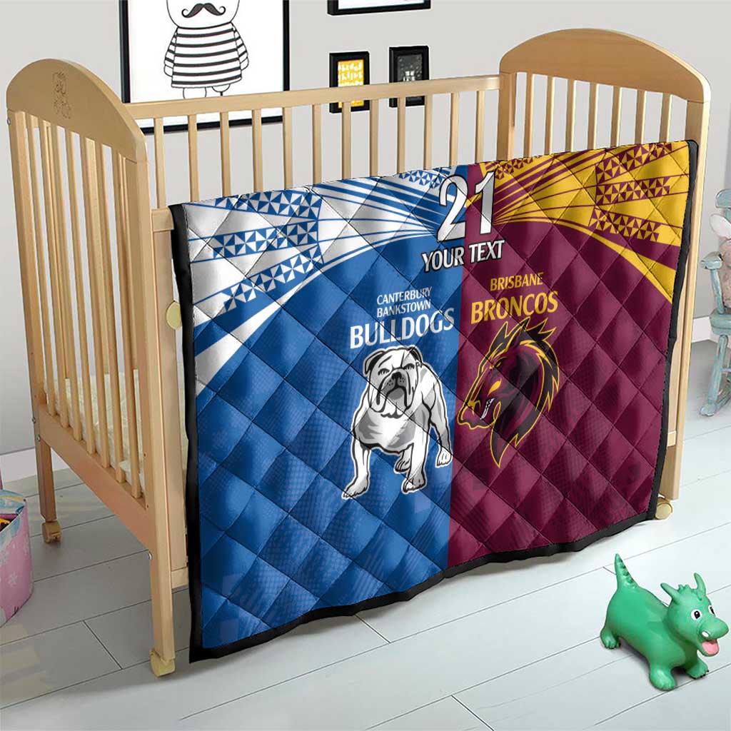 Custom Broncos-Bulldogs Quilt NRL Tribal Half Style