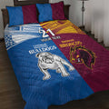 Custom Broncos-Bulldogs Quilt Bed Set NRL Tribal Half Style