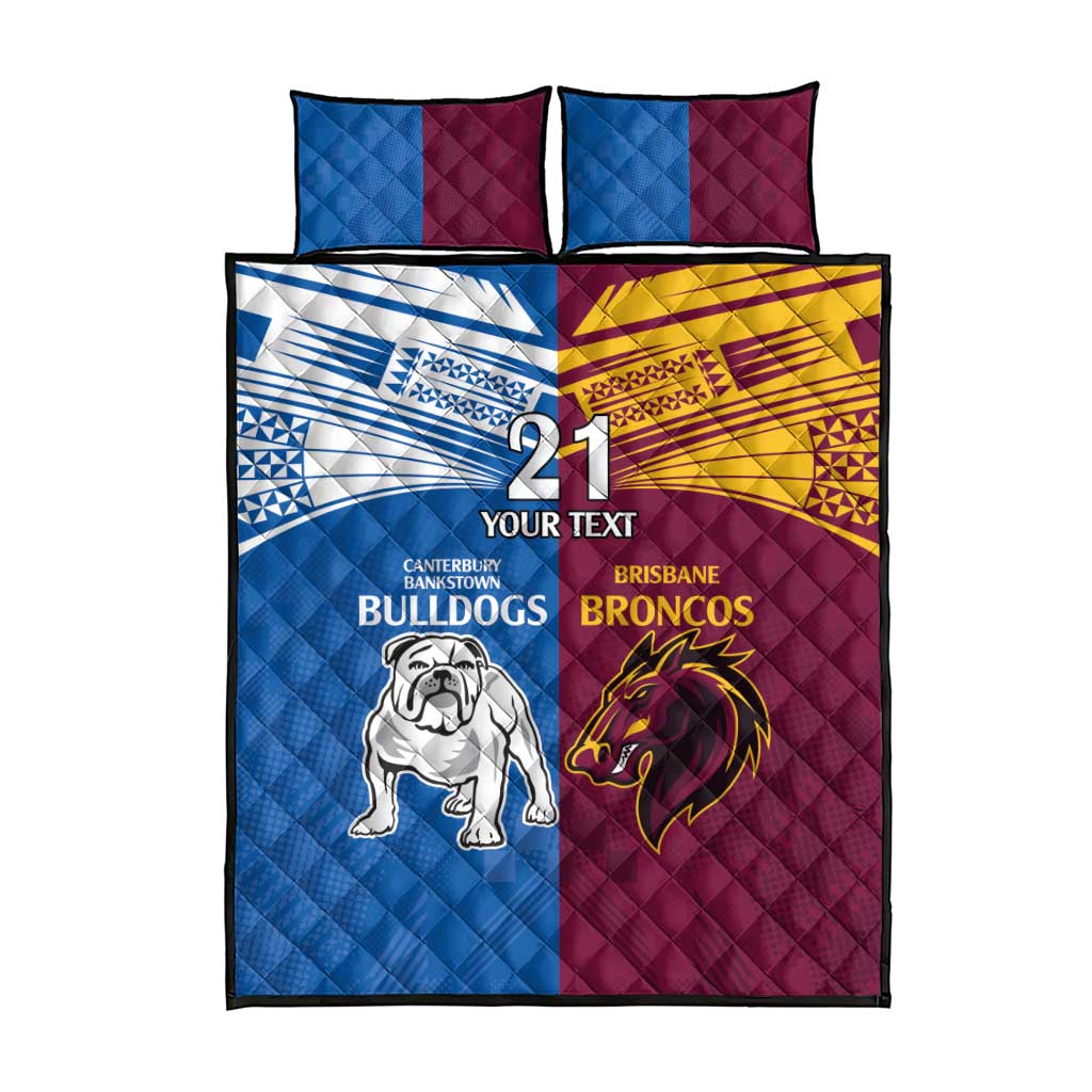 Custom Broncos-Bulldogs Quilt Bed Set NRL Tribal Half Style