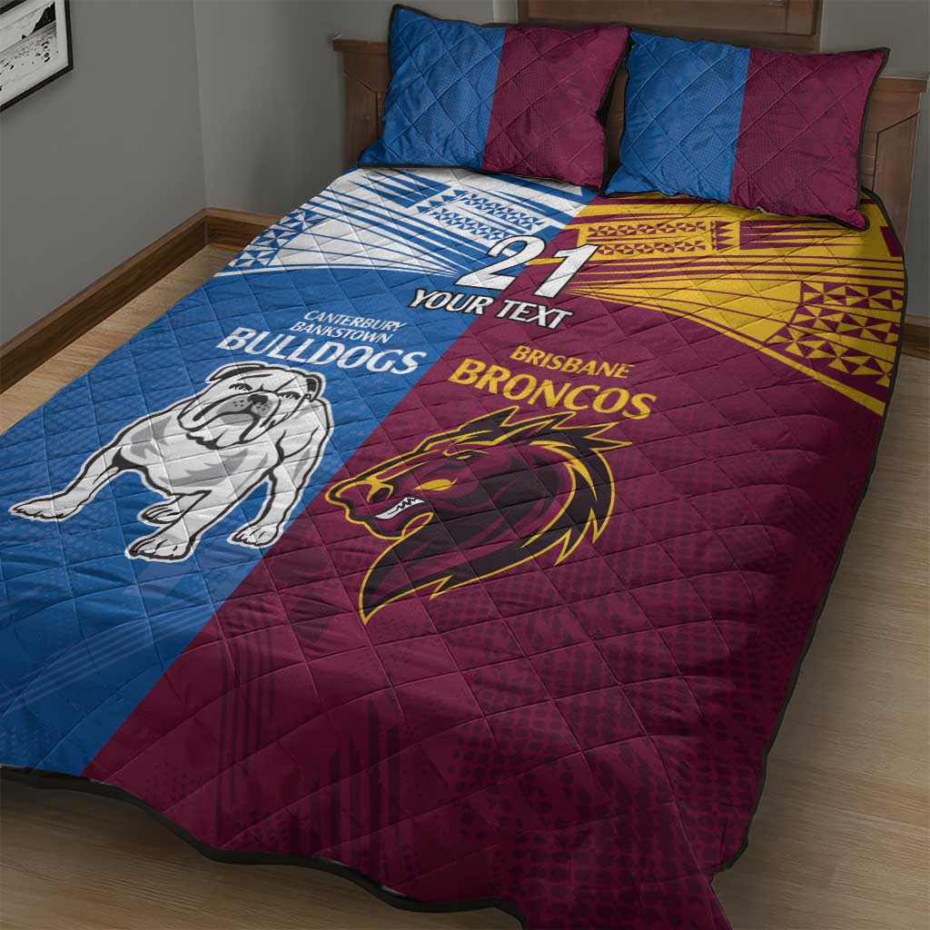 Custom Broncos-Bulldogs Quilt Bed Set NRL Tribal Half Style