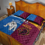 Custom Broncos-Bulldogs Quilt Bed Set NRL Tribal Half Style