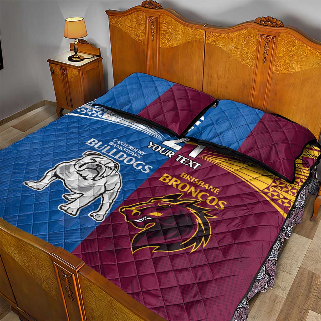 Custom Broncos-Bulldogs Quilt Bed Set NRL Tribal Half Style