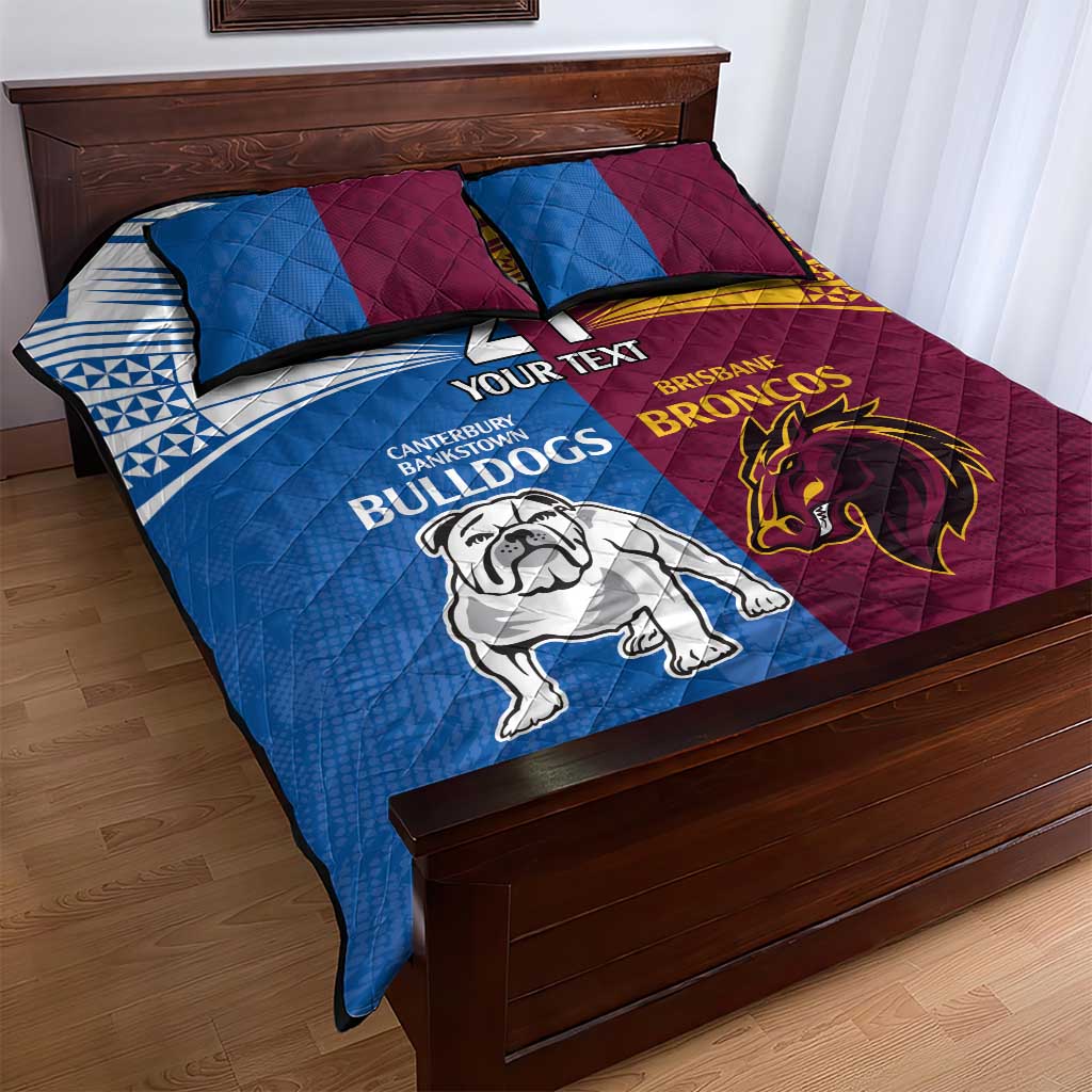 Custom Broncos-Bulldogs Quilt Bed Set NRL Tribal Half Style