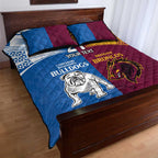 Custom Broncos-Bulldogs Quilt Bed Set NRL Tribal Half Style
