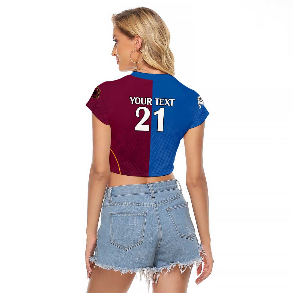 Custom Broncos-Bulldogs Raglan Cropped T Shirt NRL Tribal Half Style