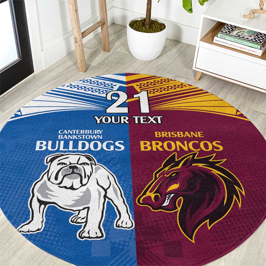 Custom Broncos-Bulldogs Round Carpet NRL Tribal Half Style