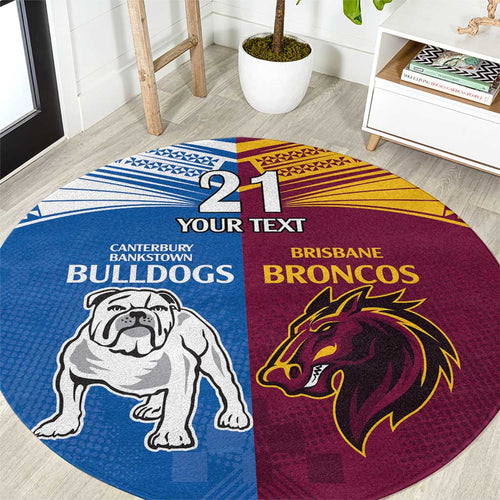 Custom Broncos-Bulldogs Round Carpet NRL Tribal Half Style