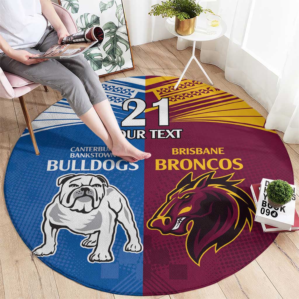Custom Broncos-Bulldogs Round Carpet NRL Tribal Half Style