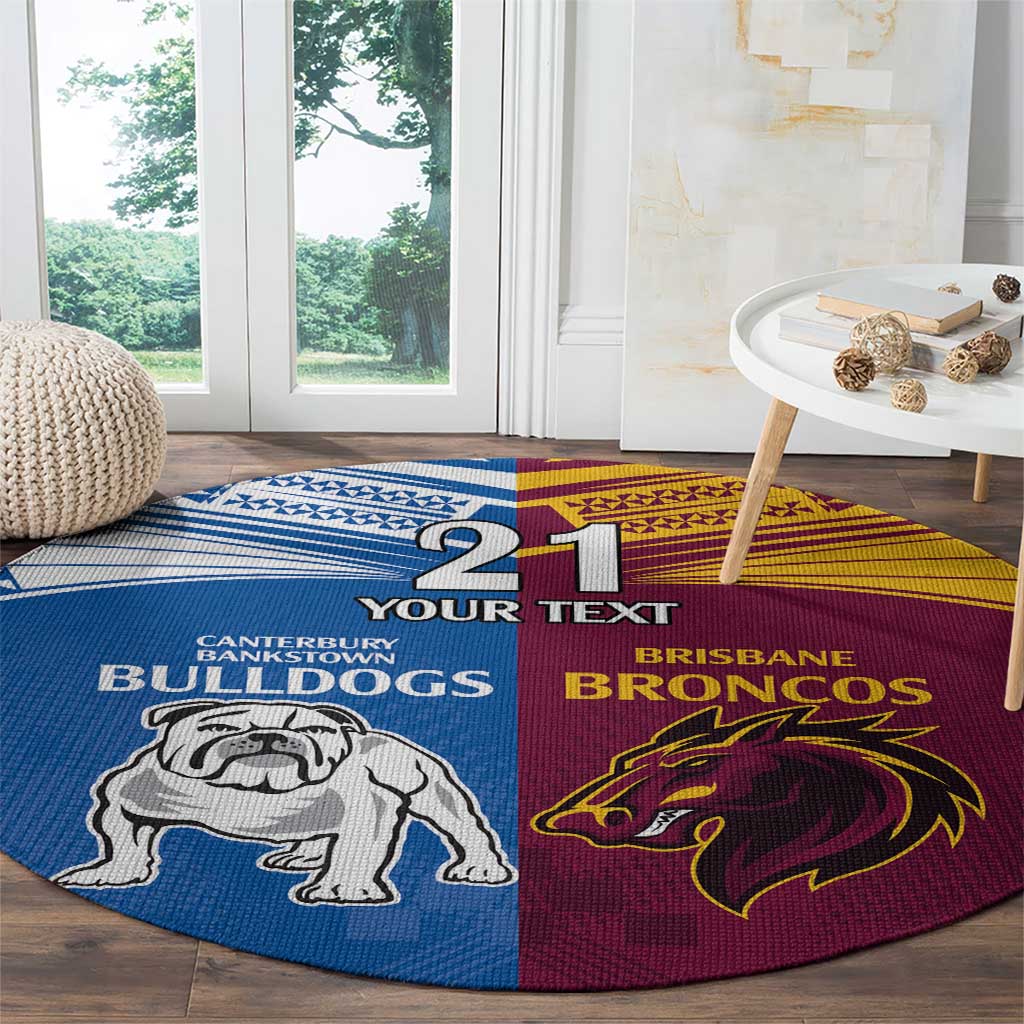 Custom Broncos-Bulldogs Round Carpet NRL Tribal Half Style