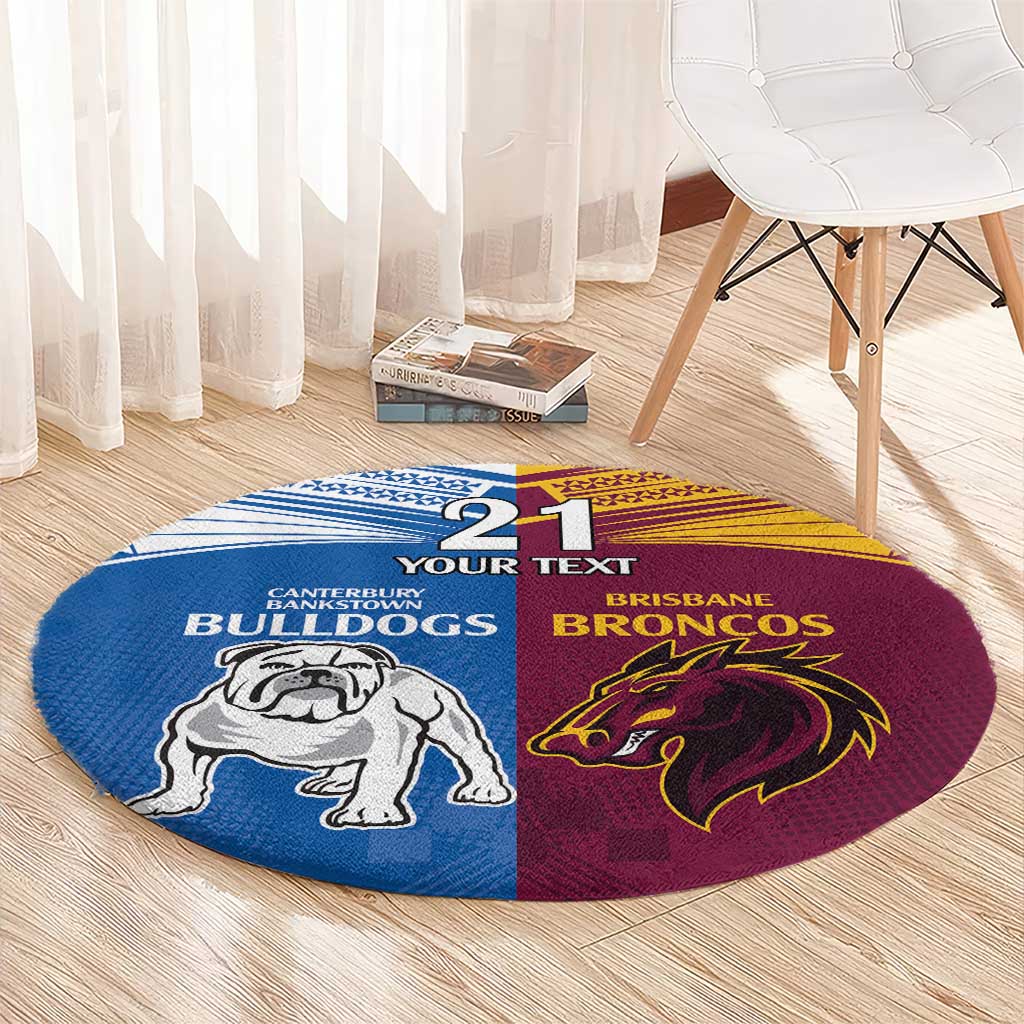 Custom Broncos-Bulldogs Round Carpet NRL Tribal Half Style