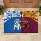 Custom Broncos-Bulldogs Rubber Doormat NRL Tribal Half Style