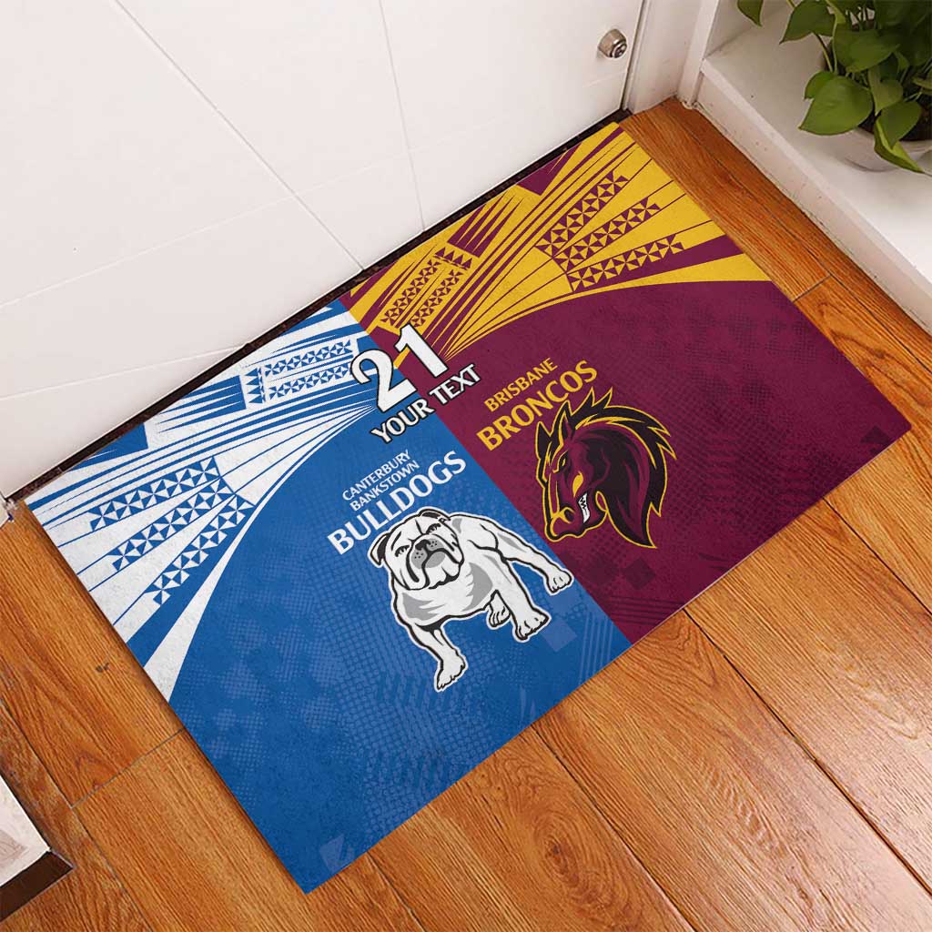 Custom Broncos-Bulldogs Rubber Doormat NRL Tribal Half Style