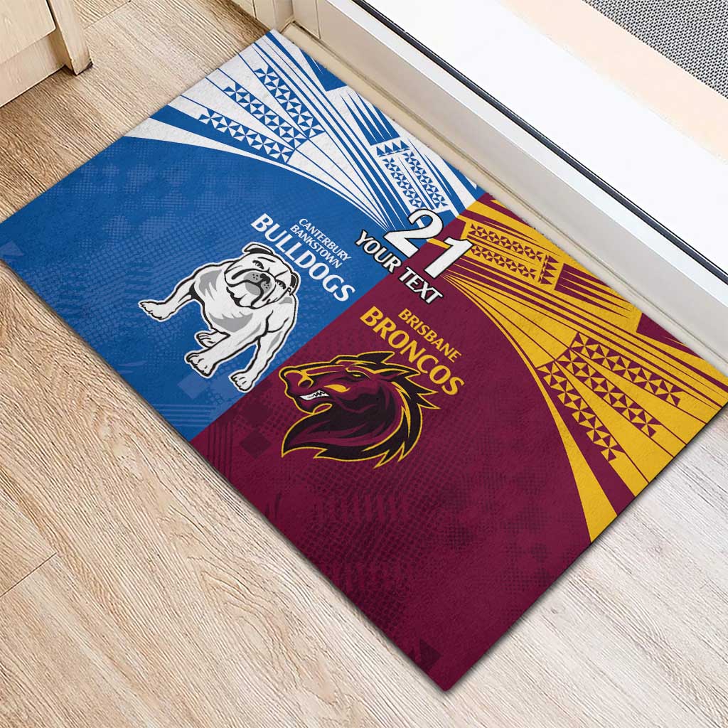 Custom Broncos-Bulldogs Rubber Doormat NRL Tribal Half Style