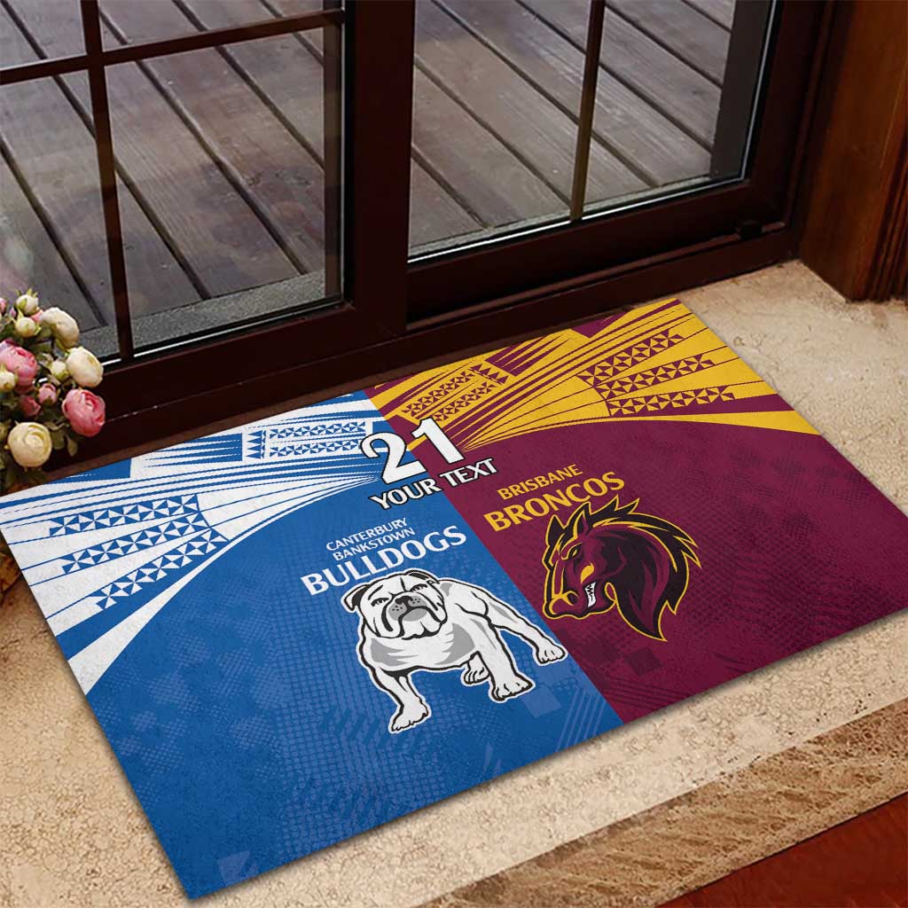 Custom Broncos-Bulldogs Rubber Doormat NRL Tribal Half Style