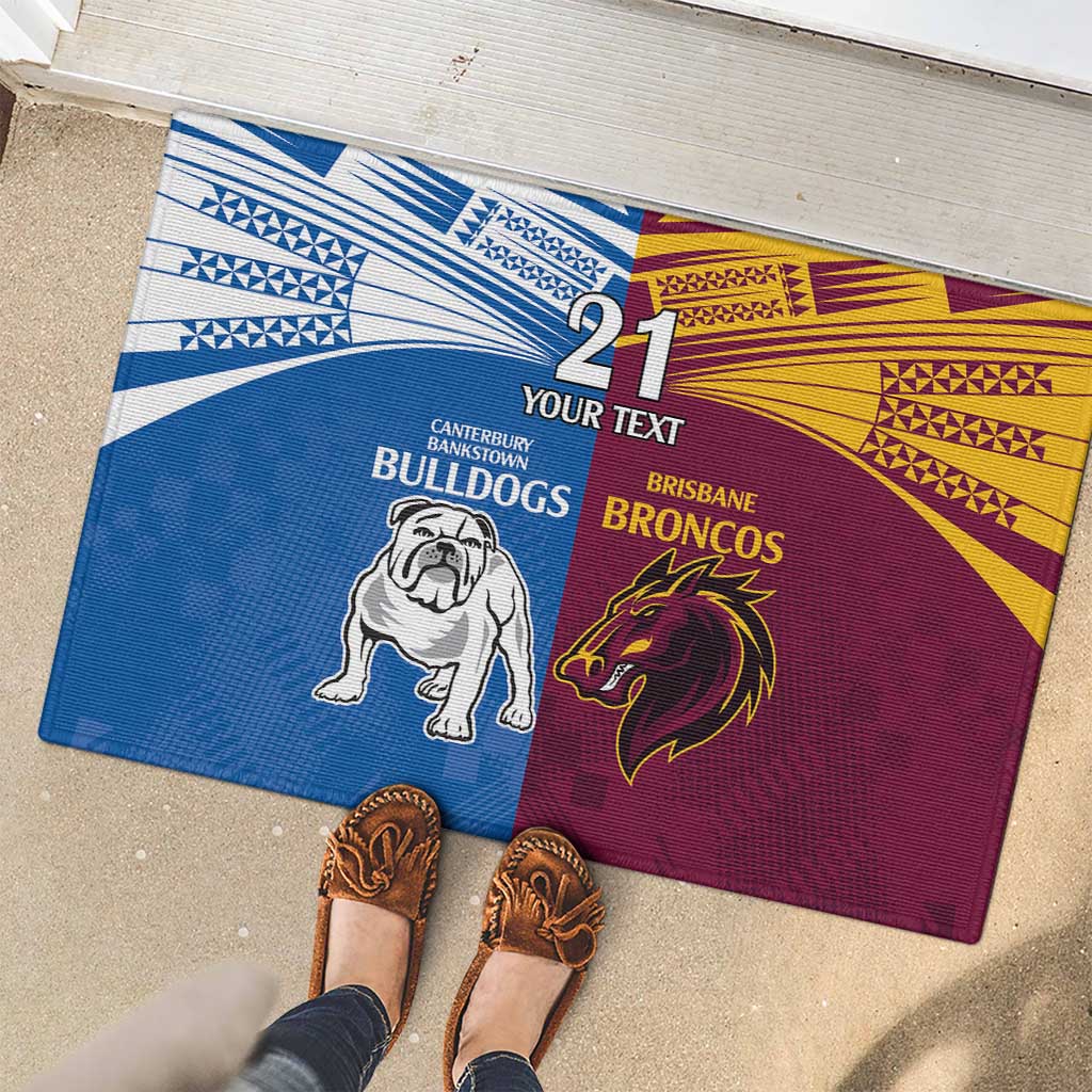 Custom Broncos-Bulldogs Rubber Doormat NRL Tribal Half Style