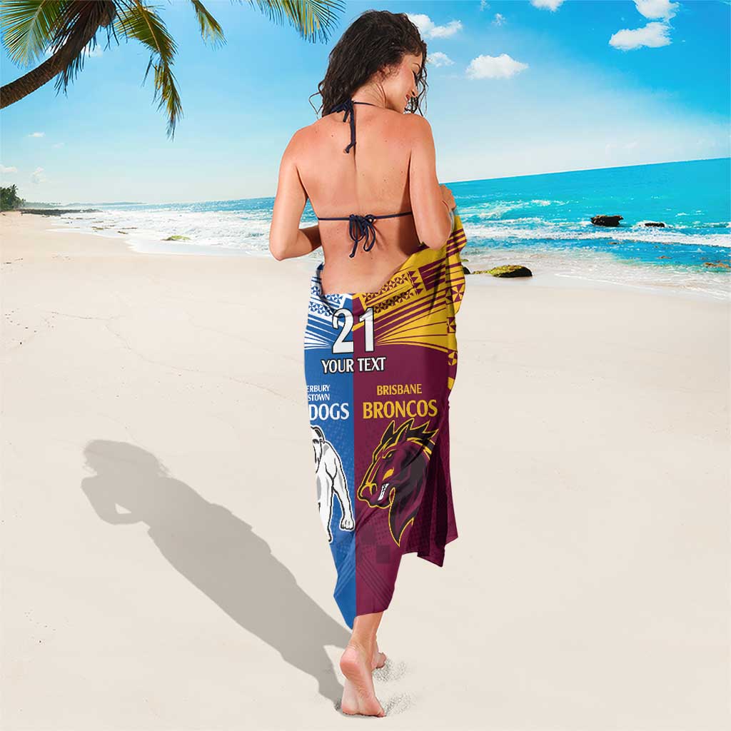 Custom Broncos-Bulldogs Sarong NRL Tribal Half Style