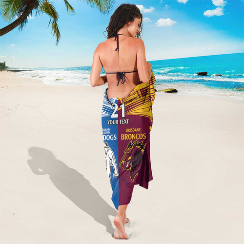 Custom Broncos-Bulldogs Sarong NRL Tribal Half Style