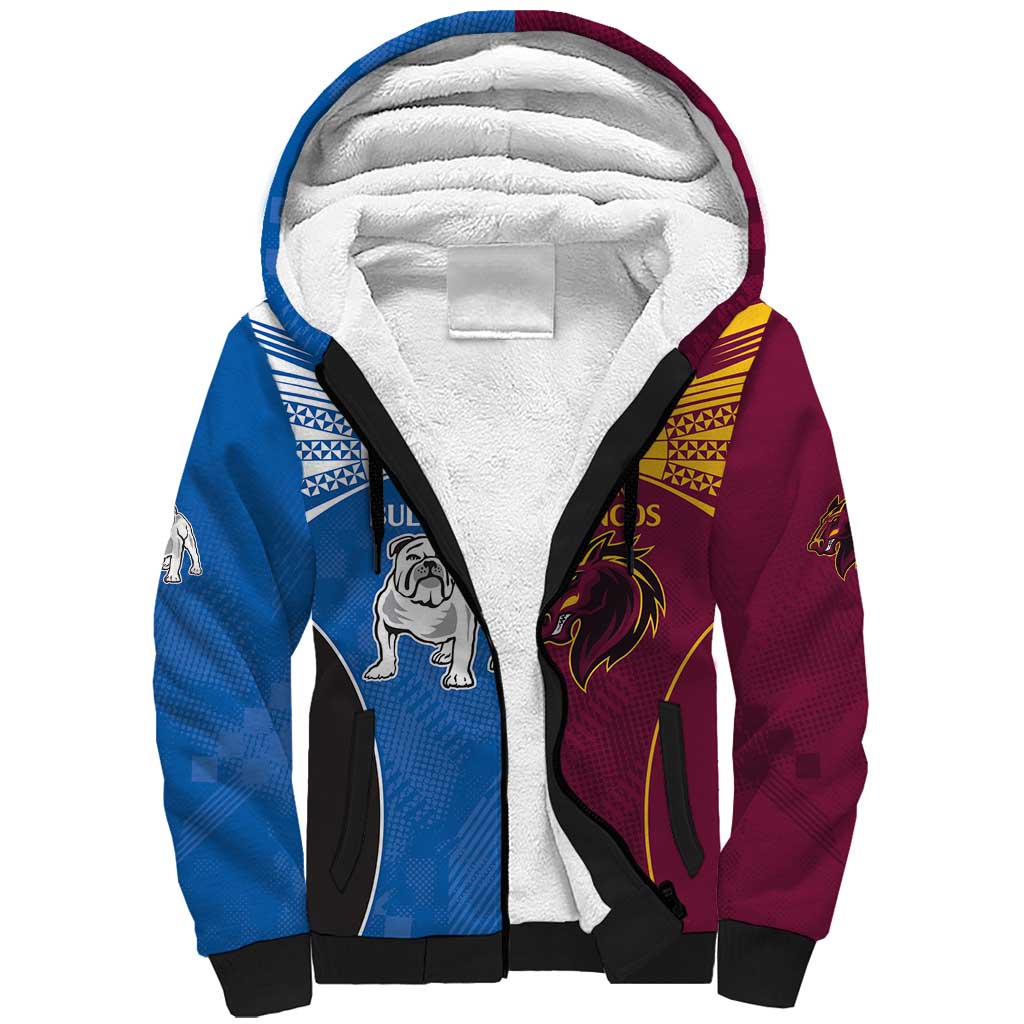 Custom Broncos-Bulldogs Sherpa Hoodie NRL Tribal Half Style