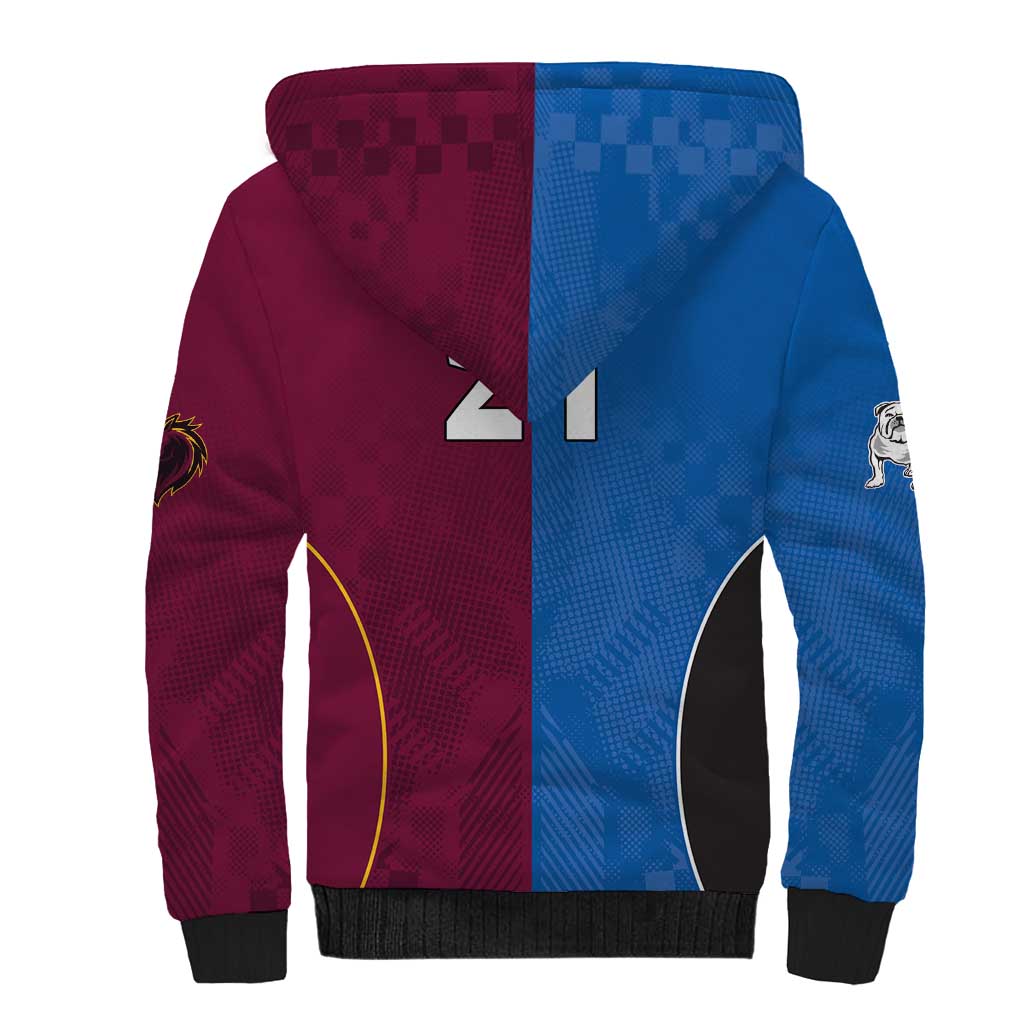 Custom Broncos-Bulldogs Sherpa Hoodie NRL Tribal Half Style