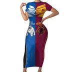 Custom Broncos-Bulldogs Short Sleeve Bodycon Dress NRL Tribal Half Style