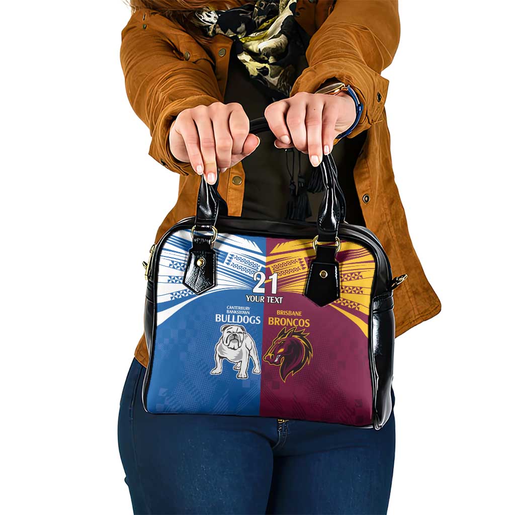 Custom Broncos-Bulldogs Shoulder Handbag NRL Tribal Half Style