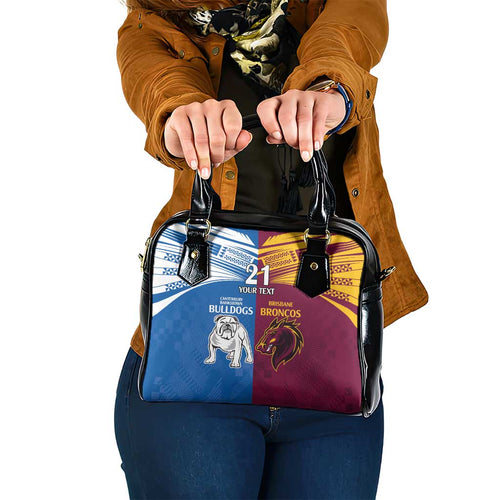 Custom Broncos-Bulldogs Shoulder Handbag NRL Tribal Half Style