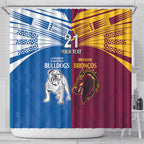 Custom Broncos-Bulldogs Shower Curtain NRL Tribal Half Style