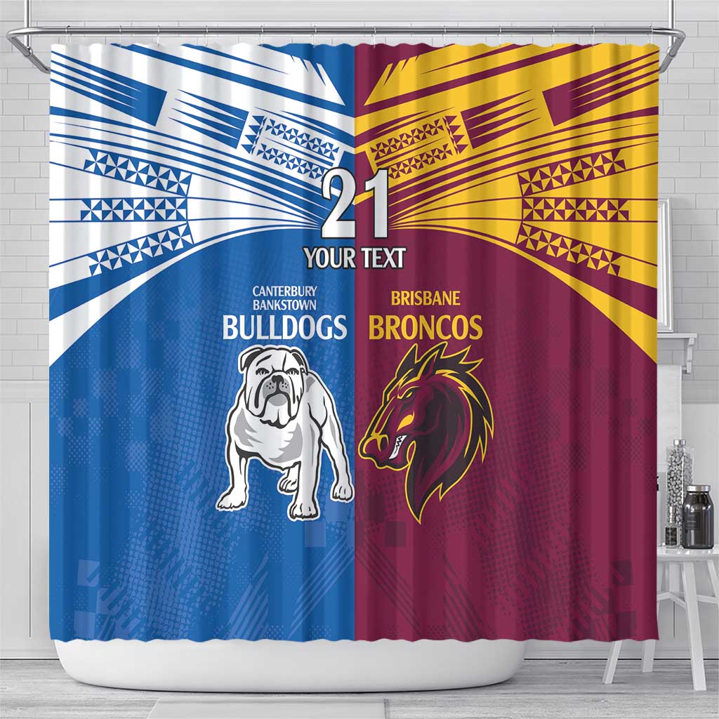 Custom Broncos-Bulldogs Shower Curtain NRL Tribal Half Style