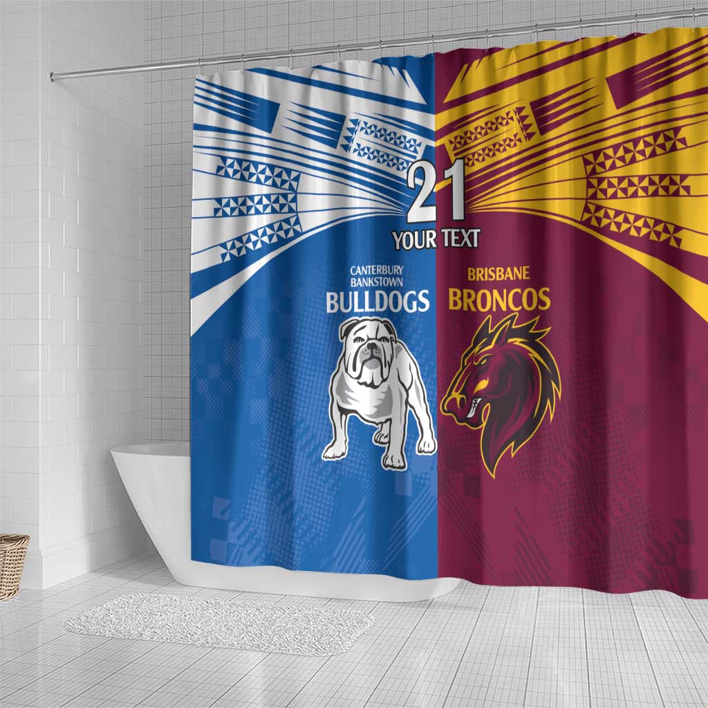 Custom Broncos-Bulldogs Shower Curtain NRL Tribal Half Style