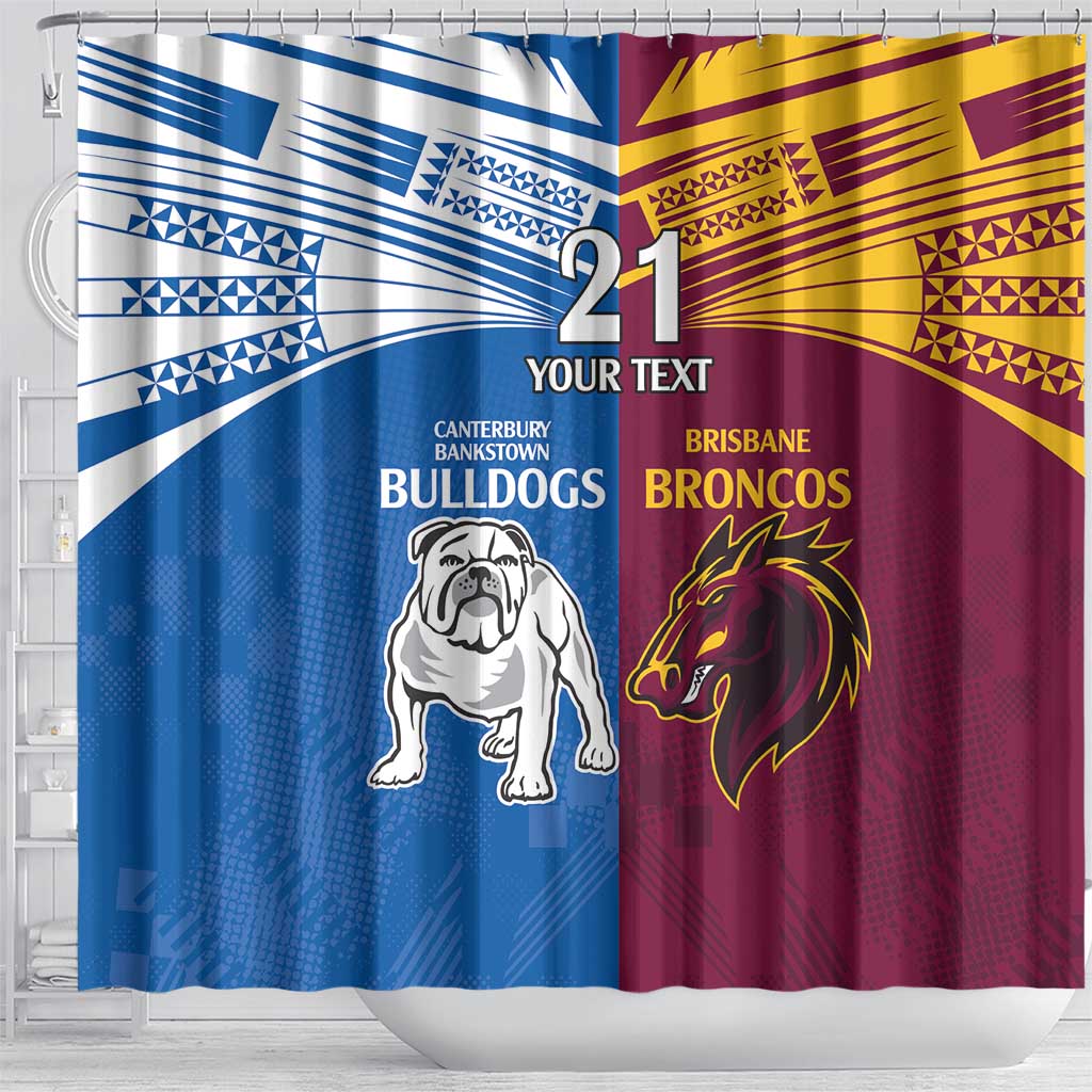 Custom Broncos-Bulldogs Shower Curtain NRL Tribal Half Style