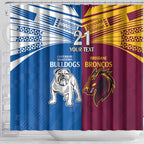 Custom Broncos-Bulldogs Shower Curtain NRL Tribal Half Style