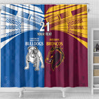 Custom Broncos-Bulldogs Shower Curtain NRL Tribal Half Style