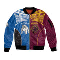 Custom Broncos-Bulldogs Sleeve Zip Bomber Jacket NRL Tribal Half Style