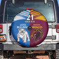 Custom Broncos-Bulldogs Spare Tire Cover NRL Tribal Half Style