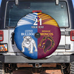 Custom Broncos-Bulldogs Spare Tire Cover NRL Tribal Half Style