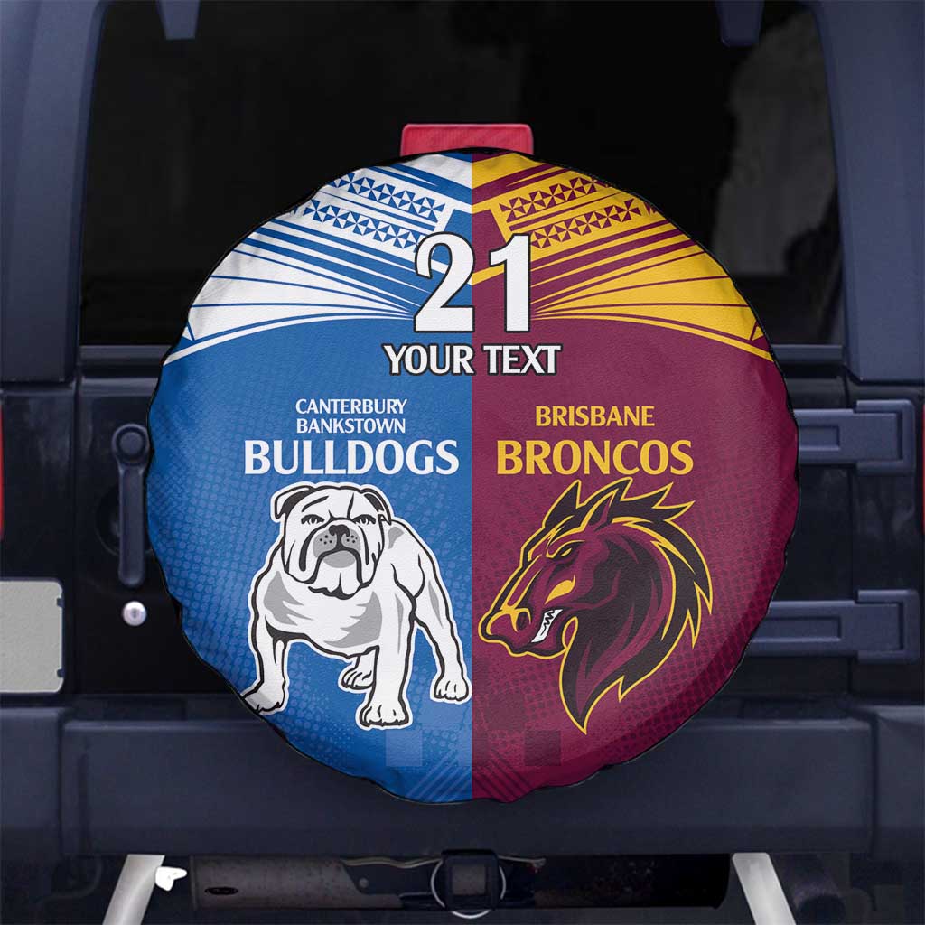 Custom Broncos-Bulldogs Spare Tire Cover NRL Tribal Half Style