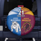 Custom Broncos-Bulldogs Spare Tire Cover NRL Tribal Half Style