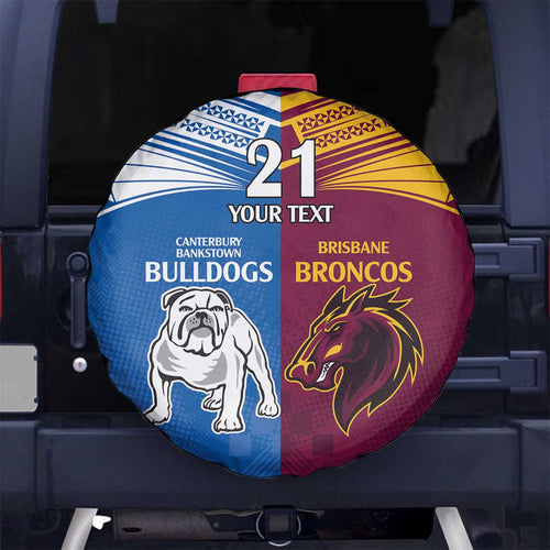 Custom Broncos-Bulldogs Spare Tire Cover NRL Tribal Half Style