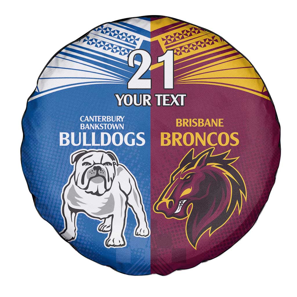 Custom Broncos-Bulldogs Spare Tire Cover NRL Tribal Half Style