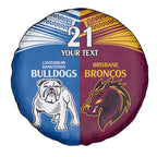 Custom Broncos-Bulldogs Spare Tire Cover NRL Tribal Half Style