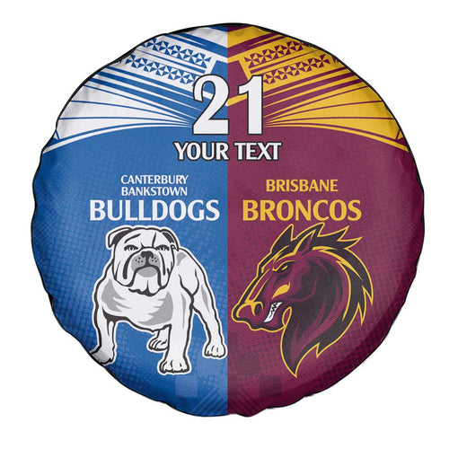 Custom Broncos-Bulldogs Spare Tire Cover NRL Tribal Half Style