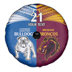 Custom Broncos-Bulldogs Spare Tire Cover NRL Tribal Half Style